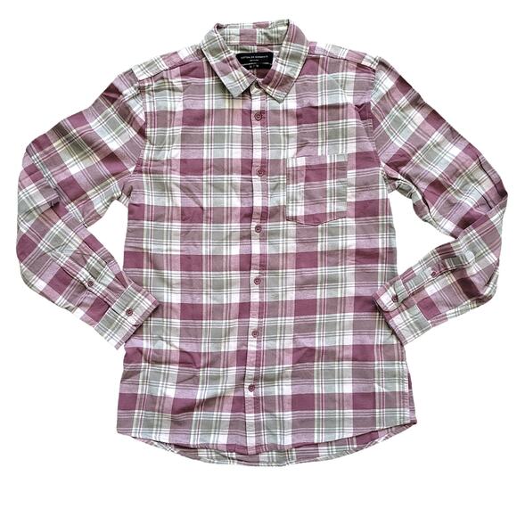 Cotton On Garments Long Sleeve Purple Plaid Flannel Button Down Shirt Men Sz M - Picture 1 of 5